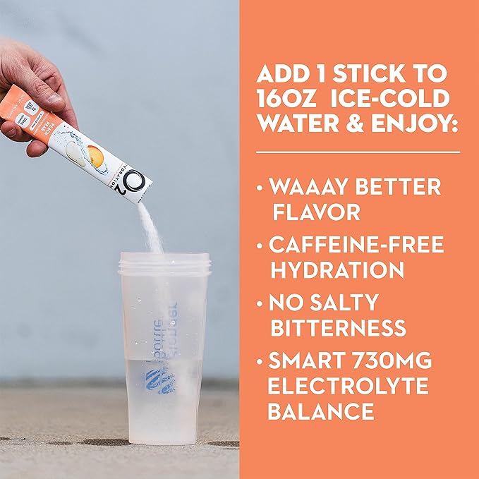 O2 Hydration Mix - Peach Pear - Hydration Powder Packets | Great Tasting | Low Sugar Recovery Drink | Easy Open Single-Serving Stick | Gluten-Free (Peach Pear/30 Count)