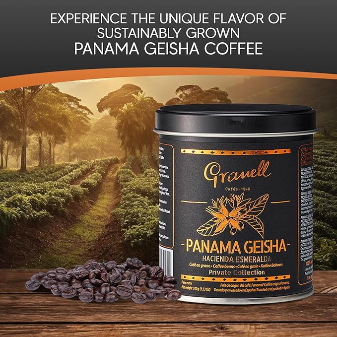 Panama Geisha Coffee Beans: Cafés Granell Hacienda Esmeralda Whole Bean Coffee Medium Roast Premium Low Acid Panama Coffee from Arabica Coffee Beans Gourmet Coffee Lover Gifts for Men &amp Women 3.