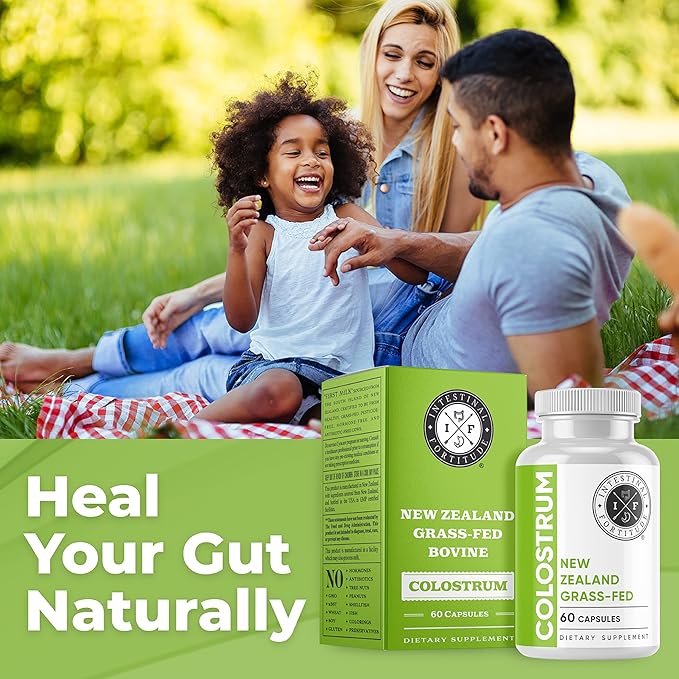 Intestinal Fortitude 100% Grass Fed New Zealand Cows Colostrum Capsules Grassfed Hormone Free GMO Free Optimal Gut Health and Immune System Support Leaky Gut IBD 500 mg Capsules 60 CT