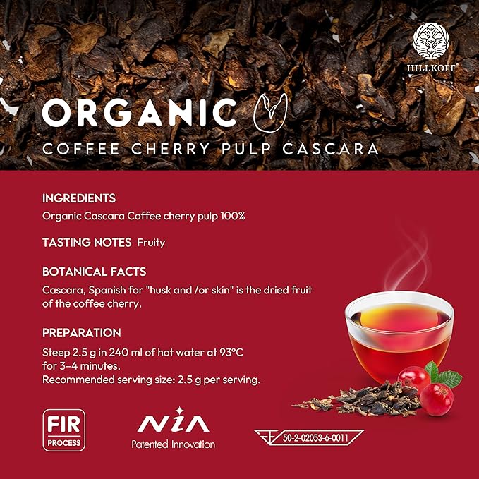 Hillkoff Ground Coffee Cherry Cascara 100% Coffee Cherry Pulp Rich in Antioxidants Product from Thailand.