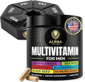 Alpha Tribe Multivitamin for Men &amp Organizer w/Seamoss Black Seed Oil Ashwagandha Burdock Root Turmeric Bladderwrack Vitamin C Elderberry Manuka | Daily Men's Vitamins &amp Minerals Supplemen