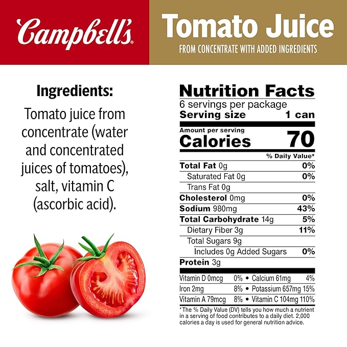 Campbell's Tomato Juice 11.5 oz. 6pk (Pack of 4)