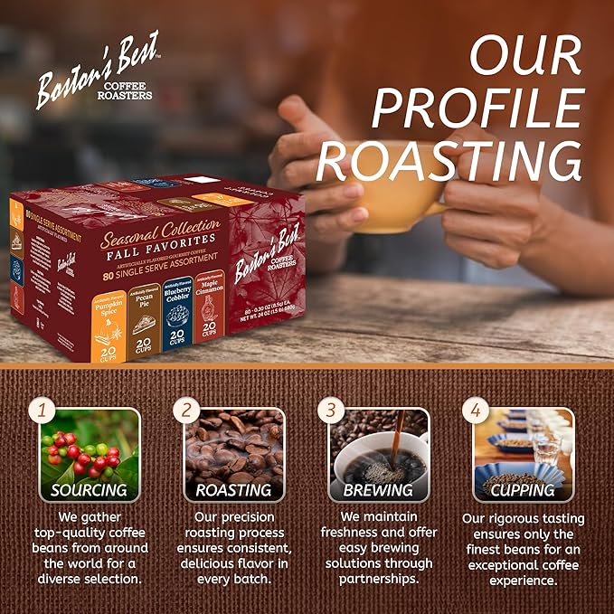 Boston’s Best - Fall Assortment Flavored Dessert Gourmet Coffee Compatible with Keurig Coffee Maker 1 Count (80 Single Serve Medium Roast Cups)