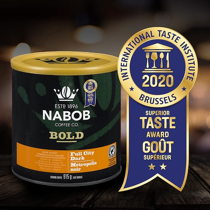 NABOB Full City Dark Ground Coffee 915g/32.27 Ounces Pack of 6 {Imported from Canada}