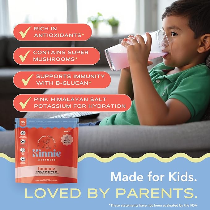 Kinnie Fueling Futures Bundle Pack - Multivitamin Calm and Immune Hydration - Sugar-Free with Probiotics Magnesium &amp Electrolytes - 90 Stick Packs
