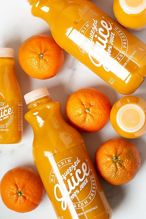 Squeezed Juice 100% Mandarin Juice 32 fl oz 6 Pack Bottles | HPP Pasteurized | Not from Concentrate | Fresh Pressed | California Fruit Juice…