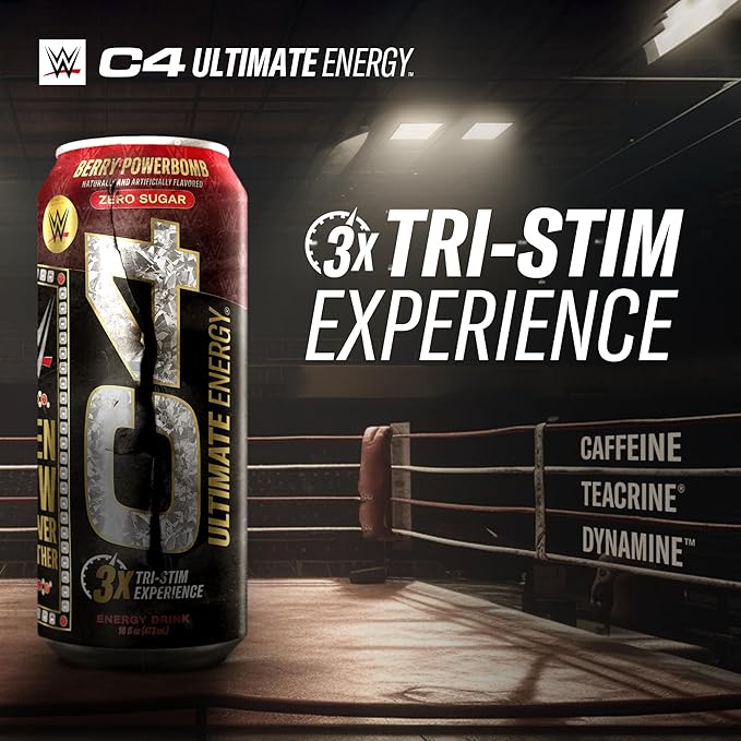 Cellucor C4 Ultimate x WWE | 300mg Caffeine Sugar Free Energy Drink | Knockout Nectarine Guava | 16oz (Pack of 12)