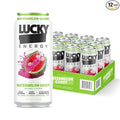 Lucky Energy Sugar Free Energy Drinks Watermelon Candy 16oz Cans (12-Pack) Healthy Zero Sugar Energy Drink with Maca Ginseng Beta-Alanine Taurine &amp 200mg Caffeine