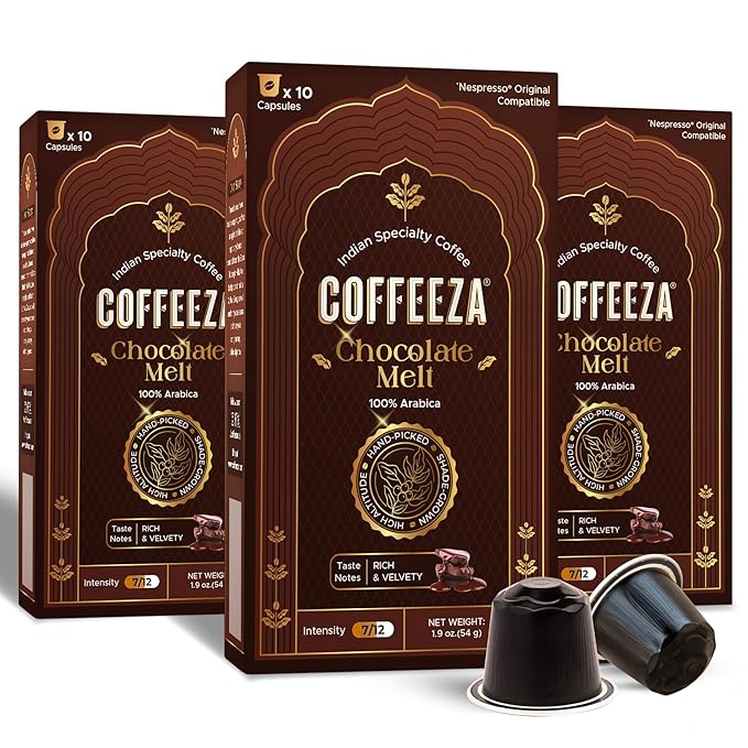 Coffeeza Belgian Chocolate Flavored Espresso Coffee Pods Compatible with Nespresso Original Line Medium Roast Intensity – 7 100% Arabica Aluminium Coffee Capsules 3 Pack - 30 Single Serve Coffee