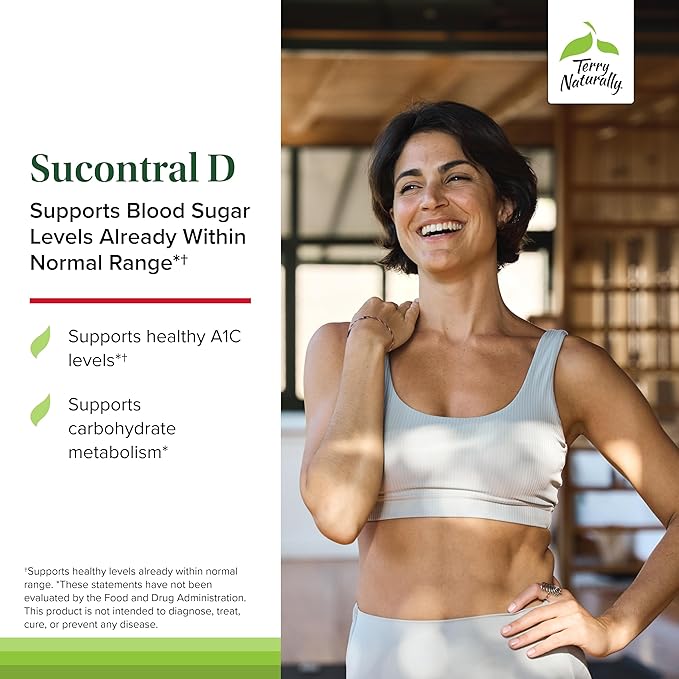 Terry Naturally Sucontral D - B-Complex &amp Folate Supplement - Carbohydrate Metabolism Support - Vitamin &amp Mineral Supplement with Zinc &amp Chromium - 120 Capsules (Pack of 2)