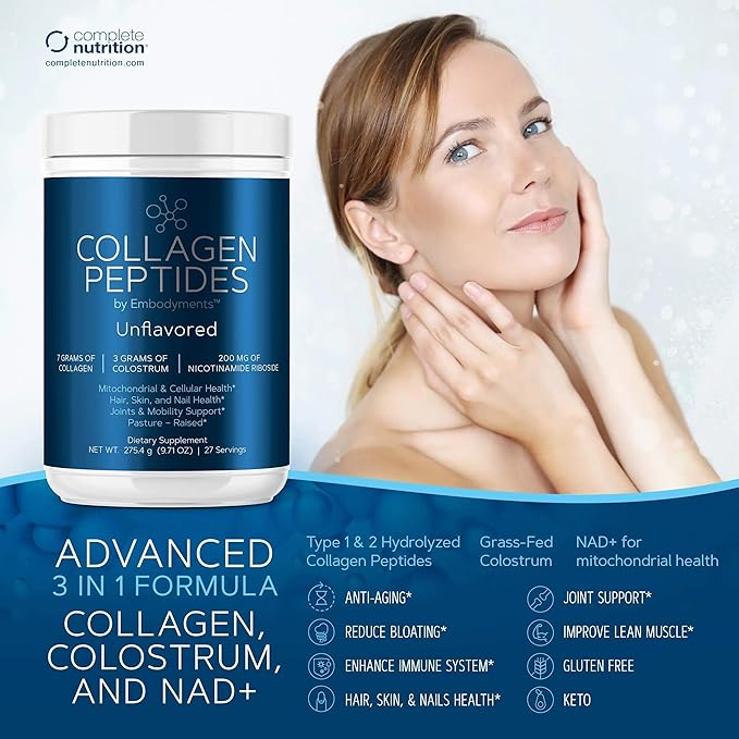 Complete Nutrition Grass Fed Collagen Peptides Supplement - Amino Acid Supplement Pasture Raised Keto Friendly Gluten Free Dairy Free Soy Free Non-GMO 35 Servings