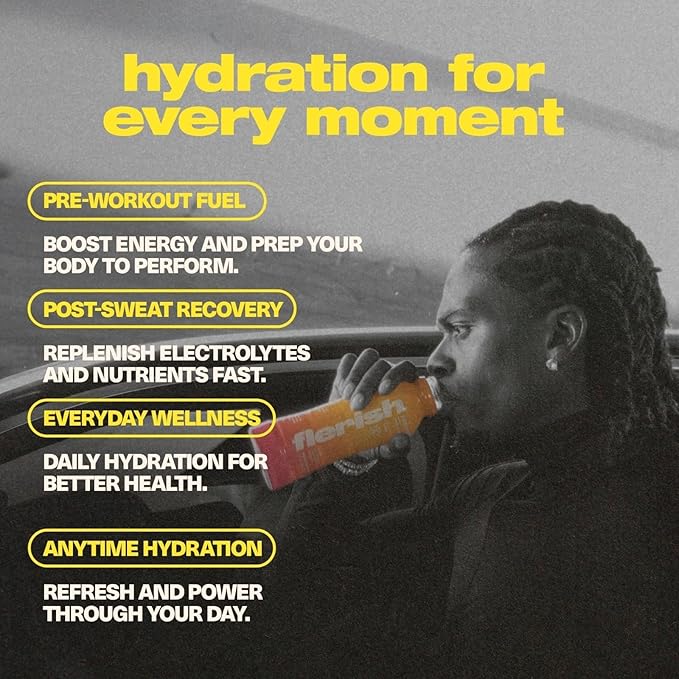 FLERISH Enhanced Hydration Drink | Watermelon-Based Functional Beverage with Electrolytes | Magnesium &amp L-Theanine | No Artificial Sweeteners | 35 Calories (Variety 12-Pack 16 fl oz)