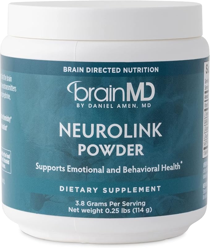 BRAINMD Dr Amen NeuroLink Powder - 114g - Supports Memory Focus &amp Concentration - Gluten Free - 30 Servings