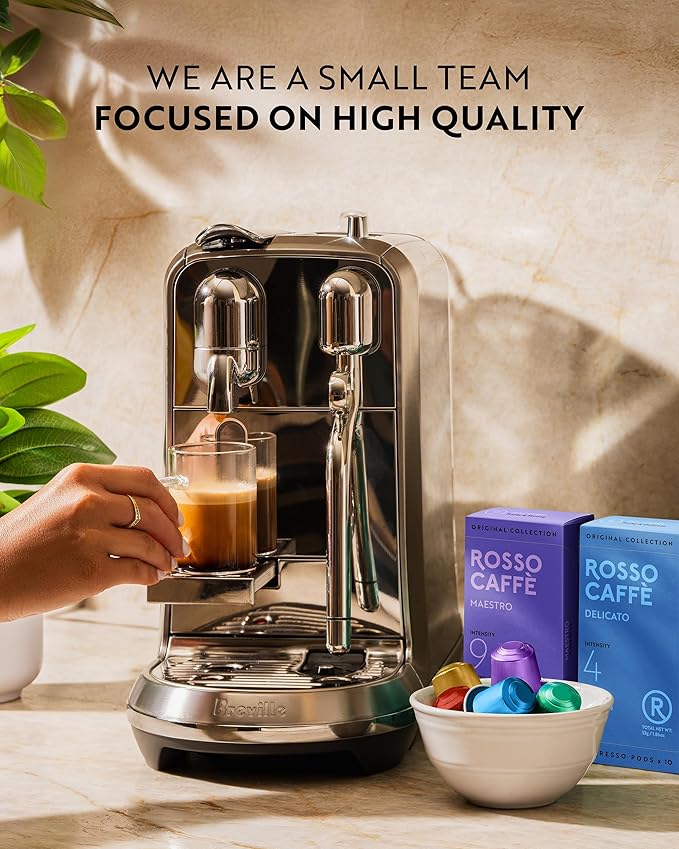 ROSSO CAFFÈ 60 Espresso Coffee Pods for Nespresso Original Machines - Premium Capsule Sampler Variety Pack 6 Flavors Rich Breakfast to Intense Roasts