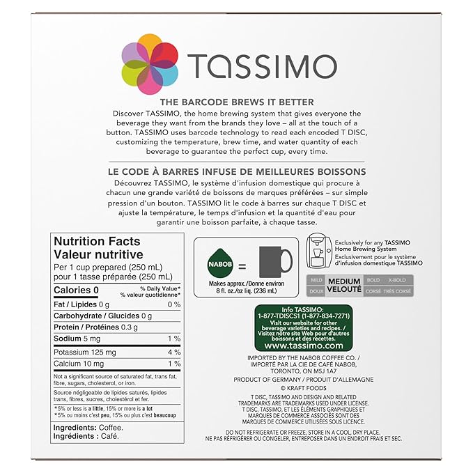 Tassimo Nabob 100% Columbian Coffee Single Serve T-Discs 28 T-Discs Imported from Canada