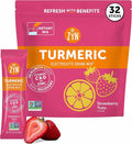 ZYN Electrolyte Drink Mix Hydration Packets Strawberry Yuzu Electrolytes Powder Hydration Packets w/Turmeric Curcumin Vitamin C &amp D Zinc Hydrate &amp Recover Electrolyte Powder Pack of 32