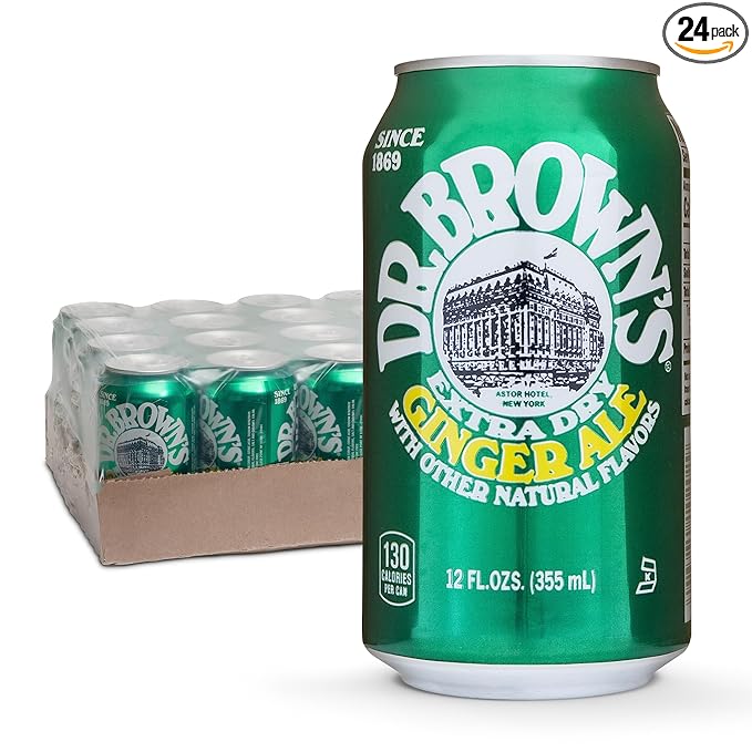 Dr. Brown's Ginger Ale Soda - A New York Original - 24 Cans of Refreshing Kosher Gourmet Soda Pop - Ginger Ale Soda - 24 x 12 oz Cans