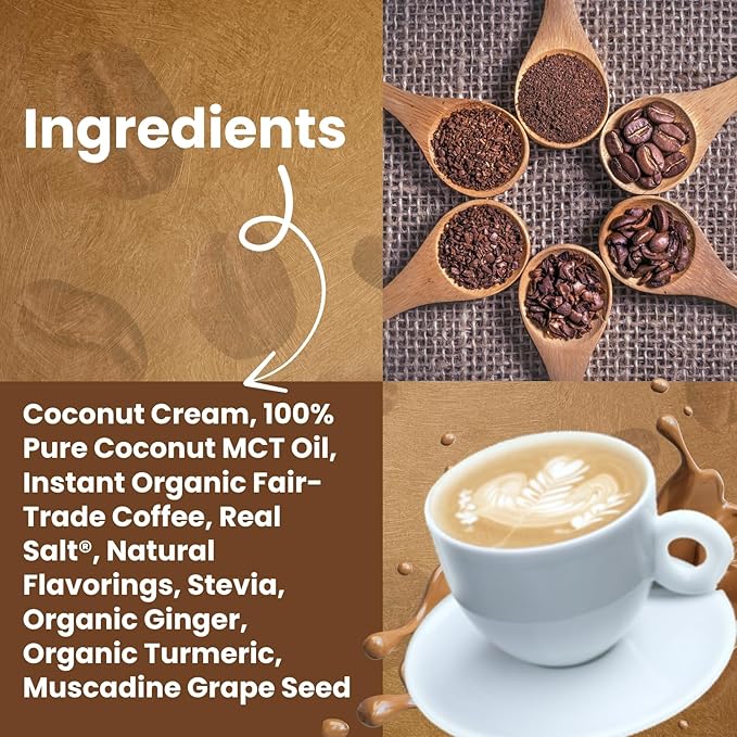 Keto Cappuccino - French Vanilla Coconut Cream - Keto Instant Coffee Mix with MCT Oil - Low Carb/High Fat Organic Coffee Supports Ketosis - Energy - No Sugar - Made in USA – 28 Servings