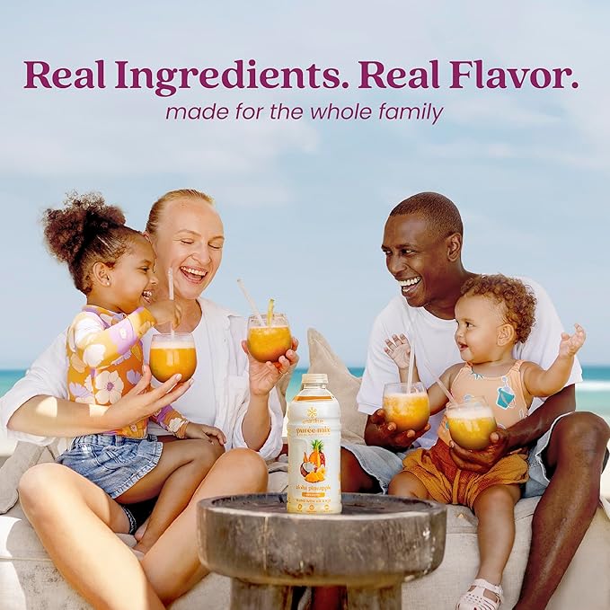 Smartfruit Aloha Pineapple + Prebiotic – 100% Real Fruit Purée with Pineapple Banana Apple &amp Coconut – Great for Smoothies Juice Yogurt Cocktails Teas – High in Vitamin A – 48oz