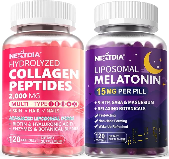 Collagen Peptides Supplement + Liposomal Melatonin Supplement