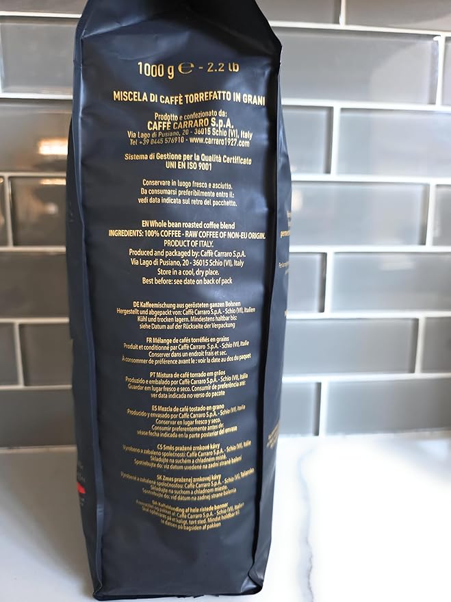 Carraro Don Carlos Premium Blend Whole Bean Coffee Italian Roasted Espresso Beans 1000g (2.2 lb)