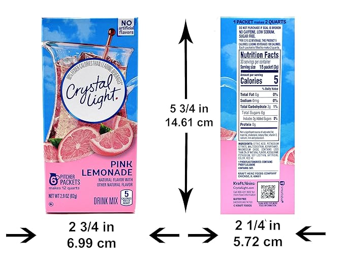 Crystal Light Pink Lemonade Drink Mix 12-Quart 2.9-Ounce Canister (Pack Of 11)
