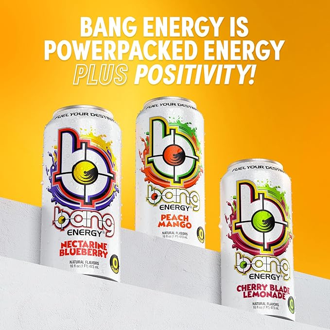 Bang Energy Peach Mango Sugar-Free Energy Drink 16-Ounce | Pack of 12
