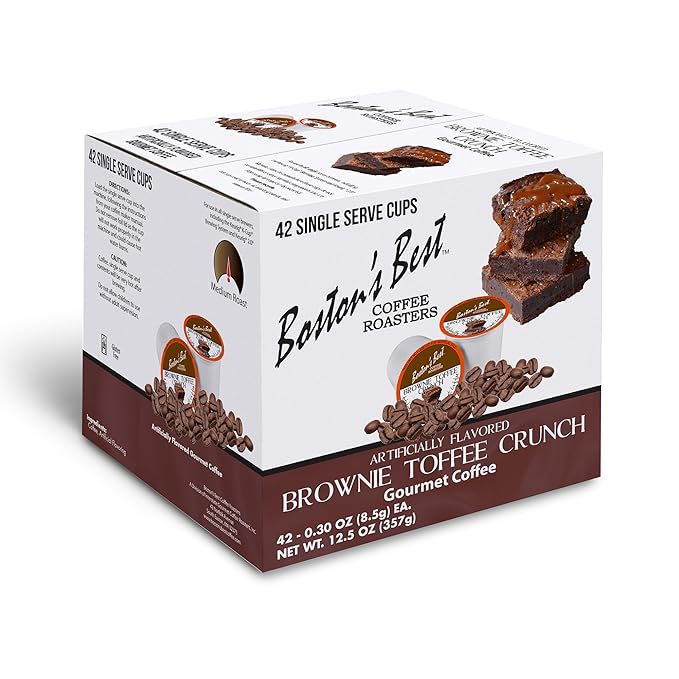 Boston’s Best - Brownie Toffee Flavored Delicious Gourmet Coffee Compatible with Keurig Coffee Maker 1 Count (42 Single Serve Medium Roast Cups)