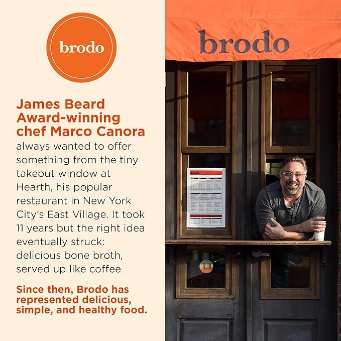 Brodo Organic Chicken Bone Broth Protein-Rich Bone Broth with Collagen Nourishing Chicken Broth Low Sodium for Sipping and Cooking Slow-Simmered for Deep Flavor (4x 25 oz. Pouches)
