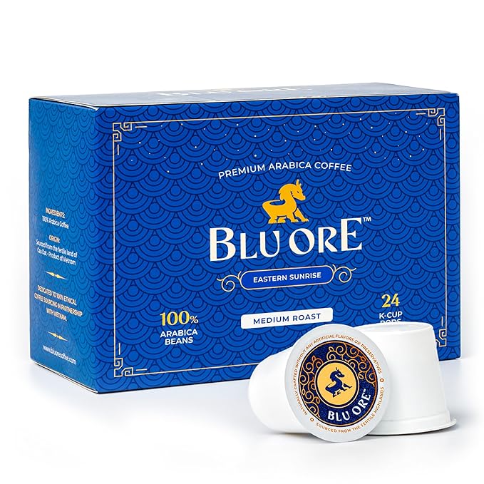 Blu Ore Premium Vietnamese Coffee Pods - Recyclable Single Serve K-Cup Compatible (24 Count) - 100% Arabica Coffee No Preservatives or Artificial Flavor (Medium Roast)