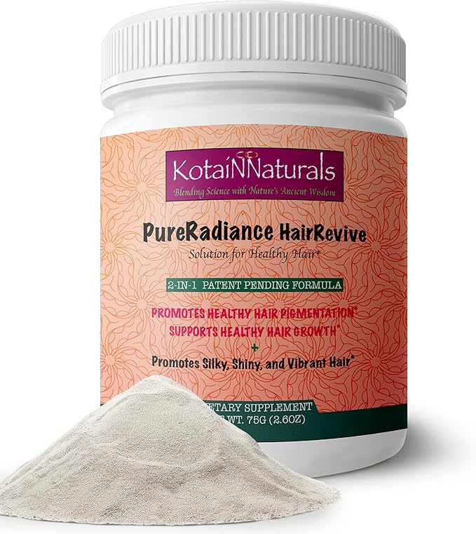 PureRadiance Hair Revive– All-In-One Elemental Formula – Food-Grade DE Rich in Silica &amp High-Potency Vitamin C – Supports Collagen Hair Health &amp Gut Function. Unflavored. For Men and Women.