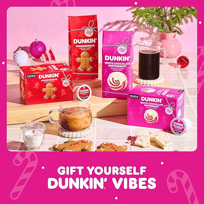 Dunkin’ White Chocolate Peppermint Artificially Flavored Ground Coffee 11 oz. Bag 6 Count