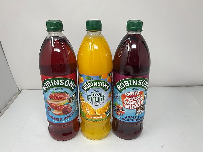 No Added Sugar Fruit Squash 1L Variety of 3 (Summer Fruits Orange Apple &amp Blackcurrant)