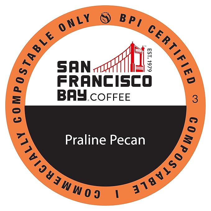 San Francisco Bay Compostable Coffee Pods - Praline Pecan (80 Ct) K Cup Compatible including Keurig 2.0 Flavored Medium Roast