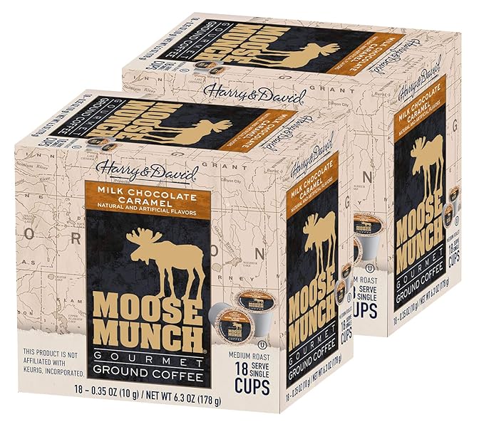 Harry &amp David Moose Munch Coffee in Single Serve Cups for use with all Keurig K-Cups Brewers 36 Count (Milk Chocolate Caramel)