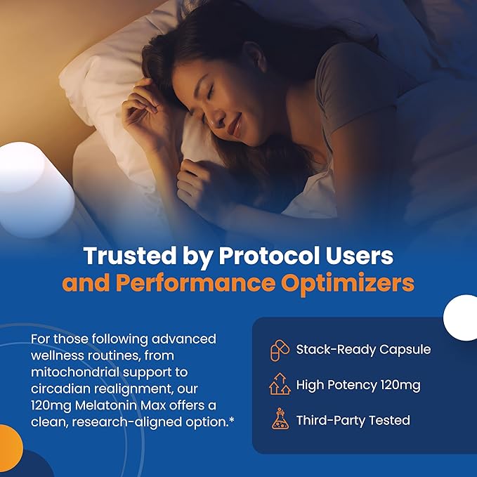120mg Extra Strength Melatonin MAX - Single Capsule Dose - High Dosage Melatonin Ensures Ampifly Supply Of This Important Hormone - 100% Drug-Free Vegan Non-GMO Gluten-Free (180 Capsules)