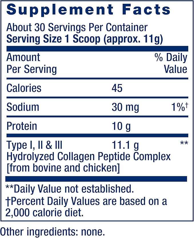 Life Extension Collagen Peptides for Skin &amp Joints Collagen Types I II &amp III in an Easy-Mix Powder Gluten Free Non-GMO net Weight 343 Grams