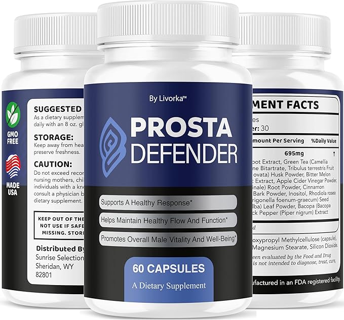 ProstaDefender - Official ProstaDefender Capsules Support Supplement Premium Advanced Natural Formula Daily Pills Multivitamin for Overall Health &amp Wellness 60 Capsules for 1 Month