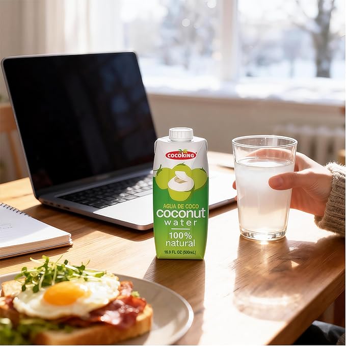 CocoKing Thai Coconut Water – Pure Nam Hom Coconuts – Natural Electrolyte Drink – No Added Sugar Not from Concentrate 16.9 Fl Oz (Pack of 12)