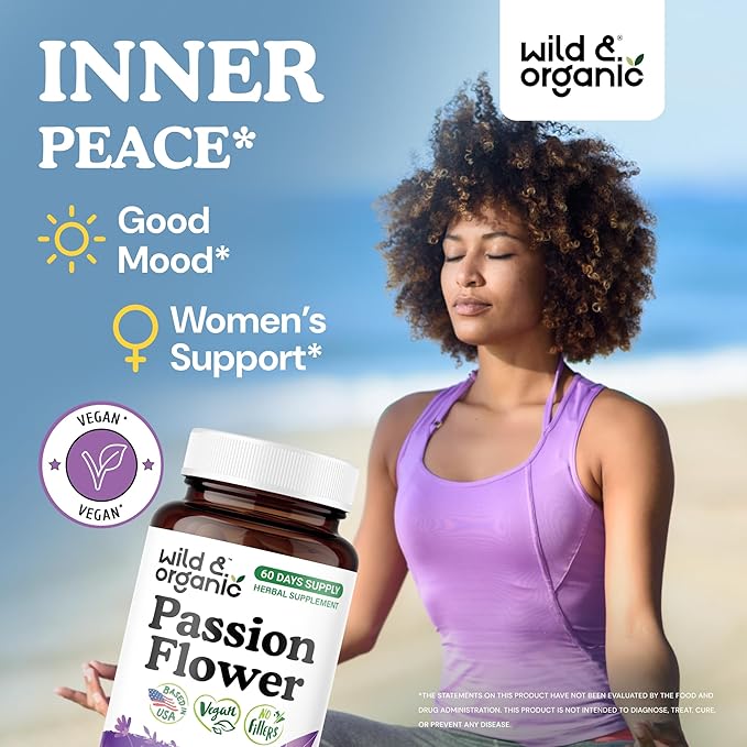 Wild &amp Organic Passion Flower 60 Capsules &amp Chamomile 60 Capsules