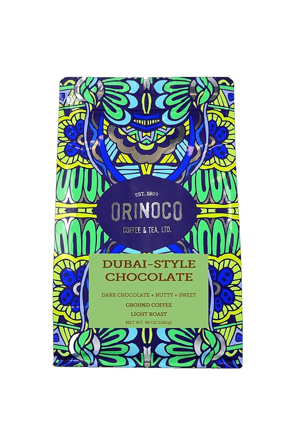 Orinoco Dubai-Style Chocolate Flavored Coffee 3lb bag Light Roast Ground Coffee 100% Arabica beans