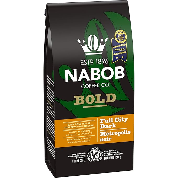 NABOB Bold Full City Dark Ground Coffee 1800g 3.97 Pounds 6 pack {Imported from Canada}