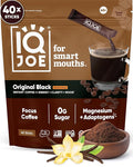 IQJOE Mushroom Coffee Packets (40 Servings) Lion’s Mane Magtein Magnesium Antioxidants Adaptogens - Original Black - Instant Coffee for Focus Clarity Mood Energy Boost - Sugar Free Keto Vegan