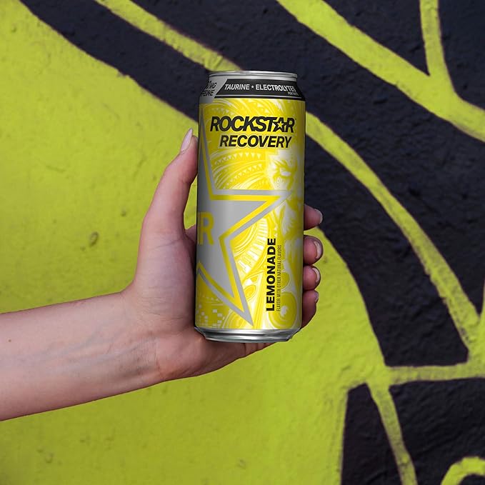 Rockstar Recovery Lemonade Energy Drink Caffeine and Electrolytes 16oz (24 Pack) (Packaging May Vary)
