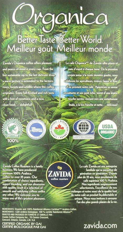 Zavida Coffee Organica Single Serve Coffee Compatible with Keurig K-Cup Brewers 24-Count