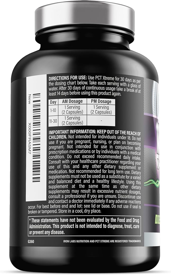 Iron Labs Nutrition PCT Xtreme - PCT Supplement for Men - 30 Day Course - Post Cycle Support Booster (80 Capsules)