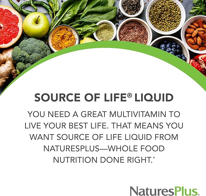 NaturesPlus Source of Life Liquid Tropical Fruit - 30 fl oz Pack of 3 - Multivitamin &amp Mineral Supplement - Gluten Free Vegetarian - 90 Total Servings
