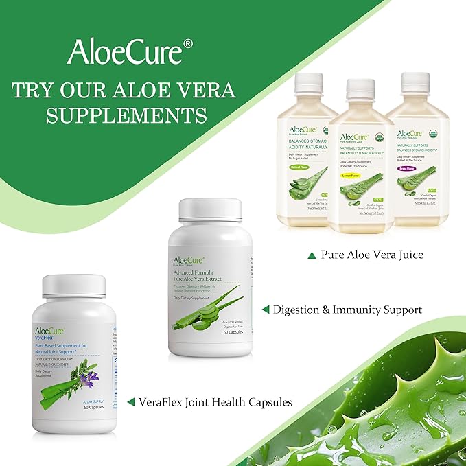 AloeCure Aloe Vera Capsules 2 Pack - VeraFlex 1btl Melatonin+Collagen 1btl
