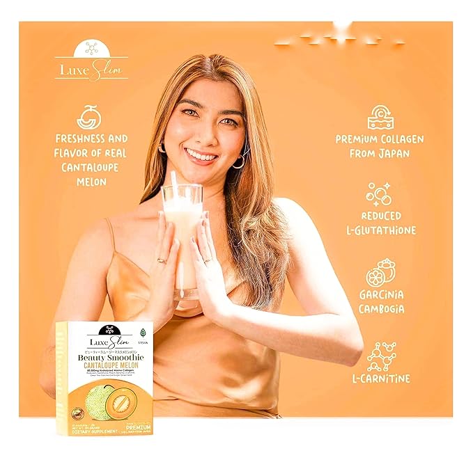 Beauty Smoothie Cantaloupe Melon 80000mg Hydrolyzed Marine Collagen 21gx10 Sachets 7.4075 Ounce
