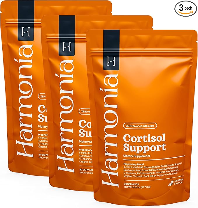 Harmonia Cortisol Cocktail | Cortisol Supplements for Women &amp Men with Ashwagandha Magnesium &amp L-Theanine | Drink Harmonia for Stress Relief Weight Management &amp Sleep Support (3 Pack x 3